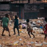 A normal day for children, yet surrounded by the invisible threat of plastic pollution.