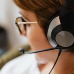 A Close-up Shot of a Person Wearing Headphones