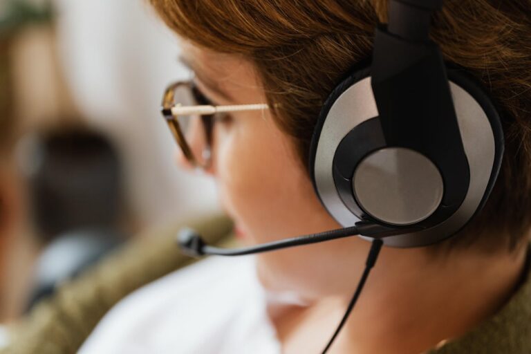 A Close-up Shot of a Person Wearing Headphones