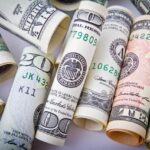 Folded dollar notes