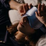 A Woman Wearing a Sleep Mask