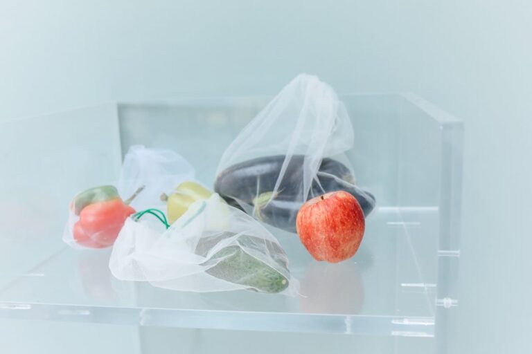 Close-Up Shot of Vegetables in a Reusable Bag