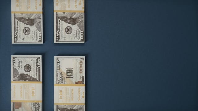 Dollars with blue background