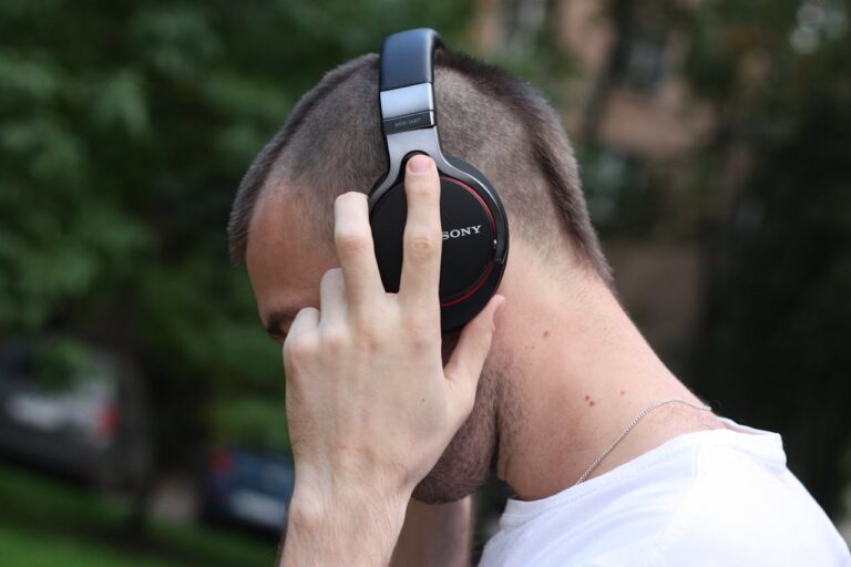 A man wearing headphones