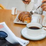 Breakfast with Coffee and Chocolate Croissant