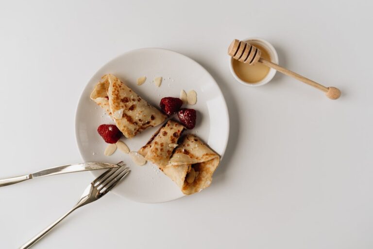Brown Crepe on Ceramic Plate