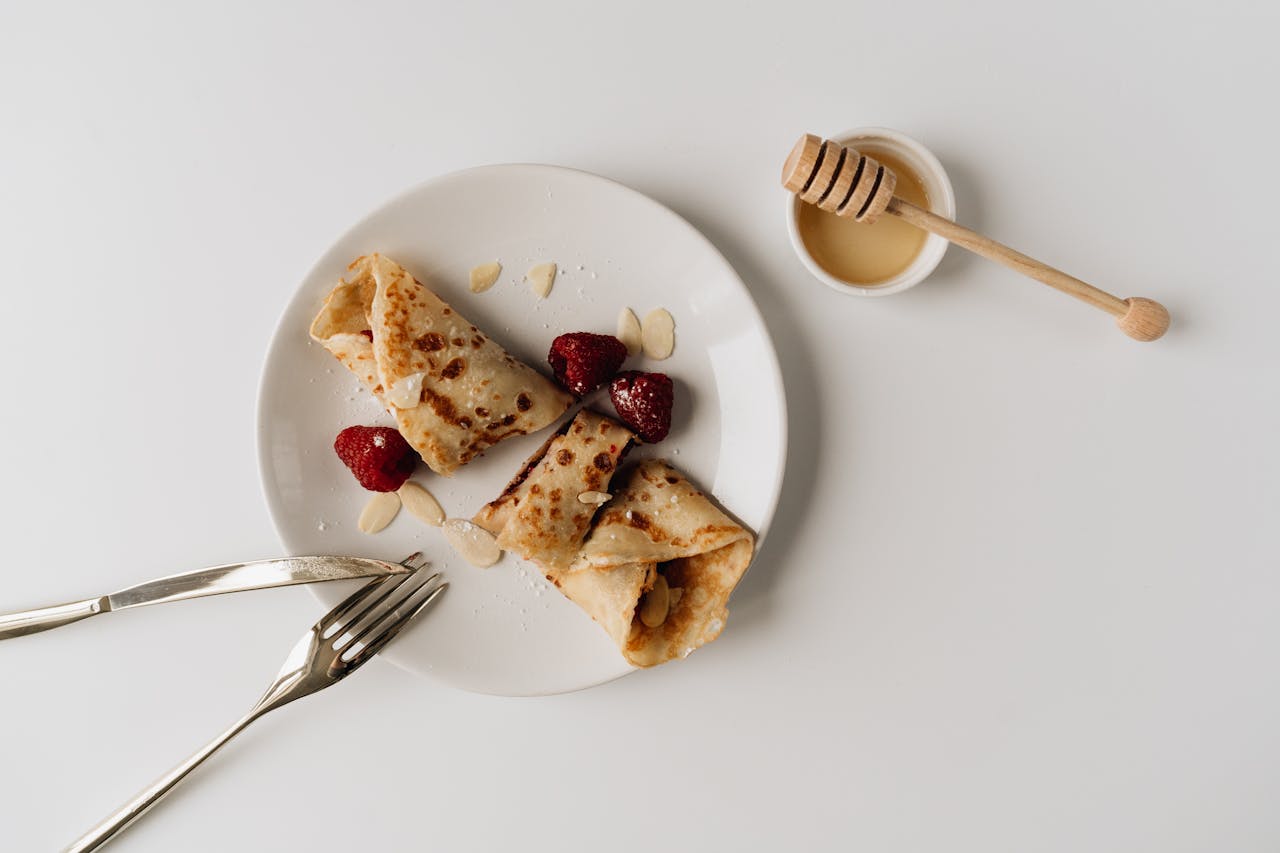 Brown Crepe on Ceramic Plate
