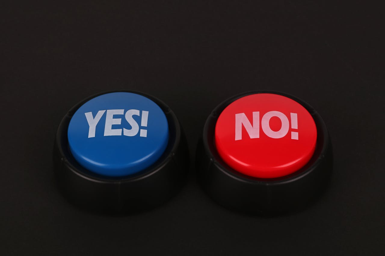 Big Bright Buttons on Black Surface