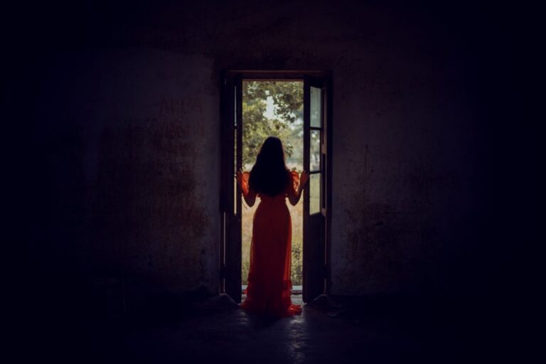 Silhouette of a Woman Standing on the Threshold