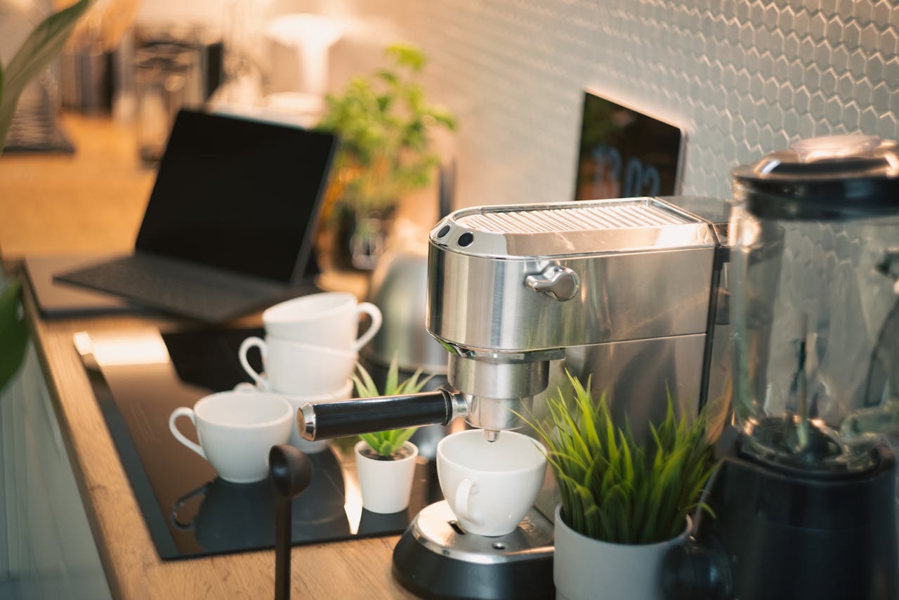 Modern Kitchen Interior with Espresso Machine