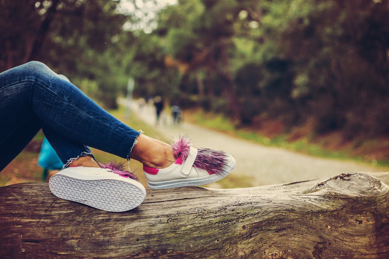 Sneakers with Purple Fur