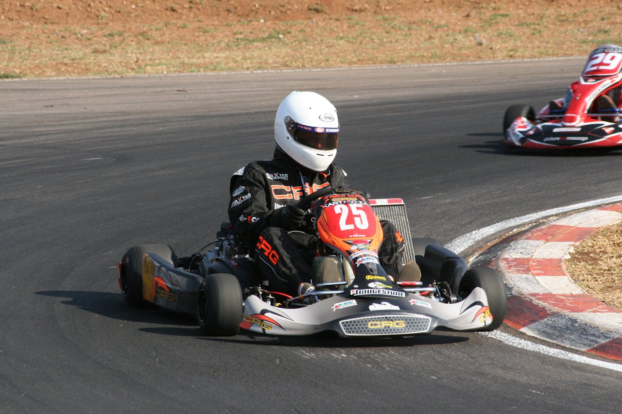 A Man Driving a Go Kart