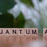 Quantum AI Concept with Wooden Tiles