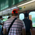 Commuters in Metro Manila MRT Train Interior