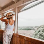 A Woman Leaning by the Train Window