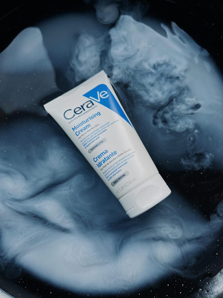 CeraVe Moisturizing Cream on white background, recommended for dry and sensitive skin.