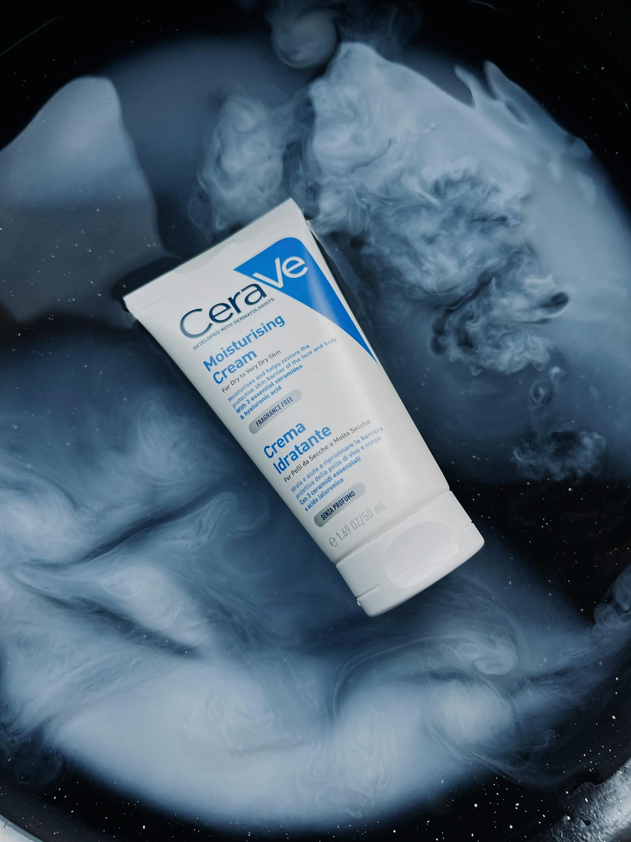 CeraVe Moisturizing Cream on white background, recommended for dry and sensitive skin.